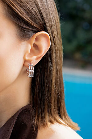 Kadın Gümüş Halka Küpe