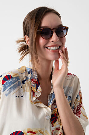 Golden Hour Kahverengi Unisex Yuvarlak Güneş Gözlüğü Apsı002407--47 Ekartman