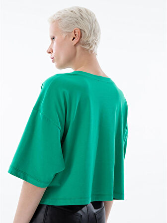 Oversize Crop T-shirt - Yeşil