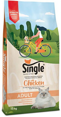 Single Tavuklu Yetişkin Kedi Maması 15 Kg