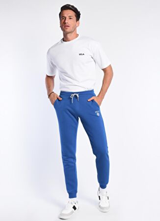 LUSKIN Mavi Daralan Kesim Baskılı Standard Fit Erkek Eşofman Alt