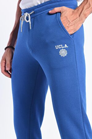 LUSKIN Mavi Daralan Kesim Baskılı Standard Fit Erkek Eşofman Alt