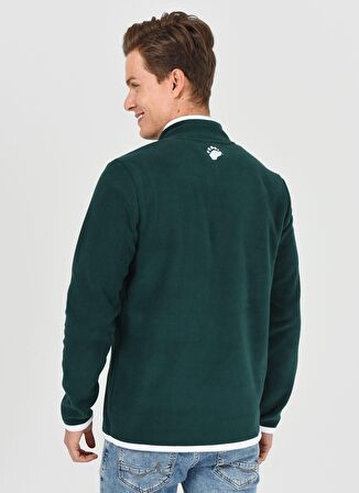 CORNING Yeşil Yarım Fermuarlı Nakışlı Polar Erkek Sweatshirt