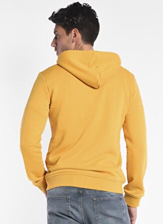 HILGARD Sarı Kapüşonlu ve Fermuarlı Baskılı Standard Fit Erkek Sweatshirt