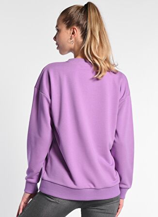 BARBARA Mor Oversize  Nakışlı Kadın Sweatshirt