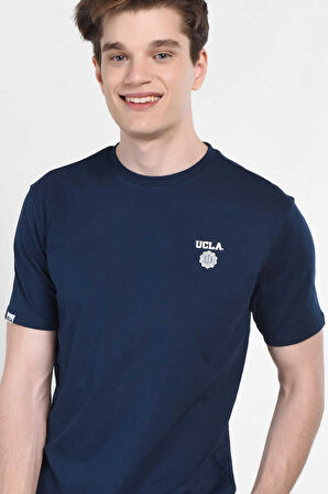 BASS Lacivert Bisiklet Yaka Baskılı Erkek Tshirt