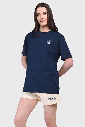 BASS Lacivert Bisiklet Yaka Baskılı Erkek Tshirt