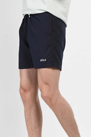 PERKINS Lacivert Deniz Şort Nakışlı Erkek Deniz Şort