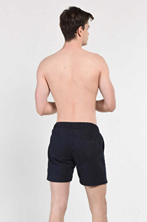 PERKINS Lacivert Deniz Şort Nakışlı Erkek Deniz Şort