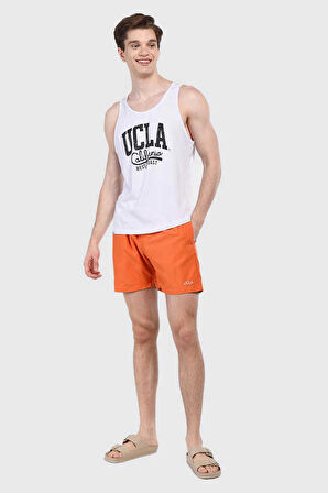 PERKINS Turuncu Deniz Şort Nakışlı Erkek Deniz Şort