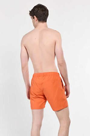 PERKINS Turuncu Deniz Şort Nakışlı Erkek Deniz Şort