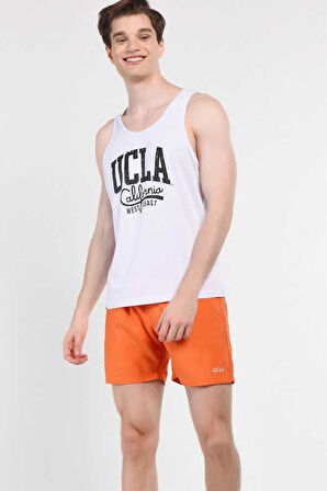 PERKINS Turuncu Deniz Şort Nakışlı Erkek Deniz Şort