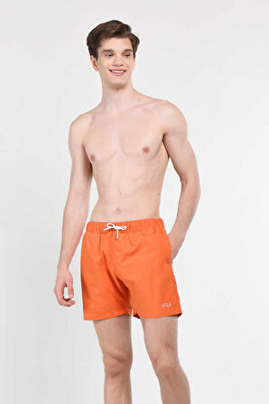 PERKINS Turuncu Deniz Şort Nakışlı Erkek Deniz Şort