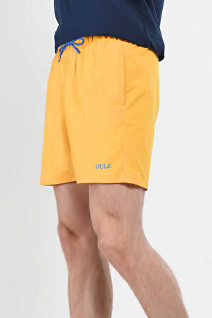 PERKINS Sarı Deniz Şort Nakışlı Erkek Deniz Şort