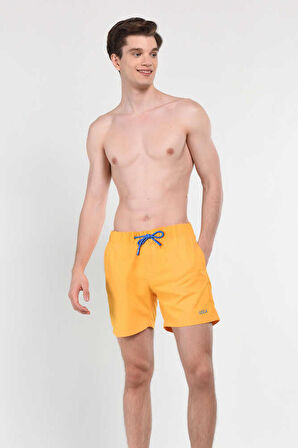 PERKINS Sarı Deniz Şort Nakışlı Erkek Deniz Şort