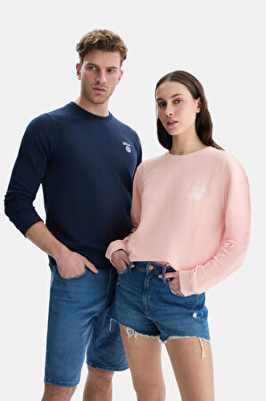 VALLEY Lacivert Bisiklet Yaka Baskılı Standard Fit Erkek Sweatshirt