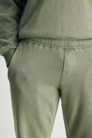 OLEG Yeşil Rahat Paça Nakışlı Standard Erkek Eşofman Alt