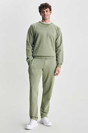 OLEG Yeşil Rahat Paça Nakışlı Standard Erkek Eşofman Alt