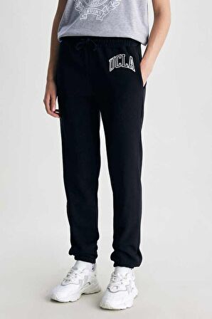 JULES Siyah Rahat Paça Nakışlı Standard Kadın Eşofman Alt