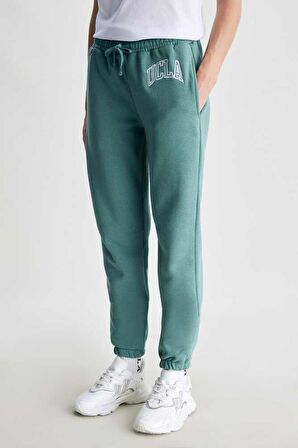 JULES Yeşil Rahat Paça Nakışlı Standard Kadın Eşofman Alt