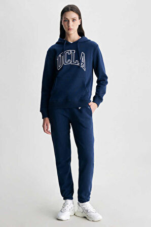 RILEY Lacivert Kapüşonlu Nakışlı Standard Fit Kadın Sweatshirt