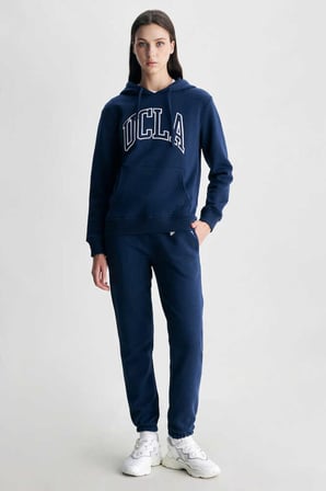 RILEY Lacivert Kapüşonlu Nakışlı Standard Fit Kadın Sweatshirt