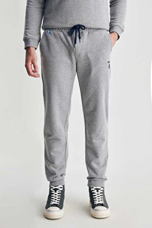 LUSKIN Gri Daralan Kesim Baskılı Standard Fit Erkek Eşofman Alt