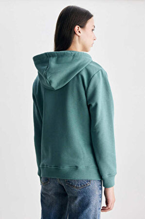 RILEY Yeşil Kapüşonlu Nakışlı Standard Fit Kadın Sweatshirt