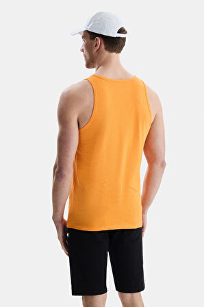 PEBBLE Açık Turuncu Sıfır Kol Baskılı Oversize  Erkek Tshirt
