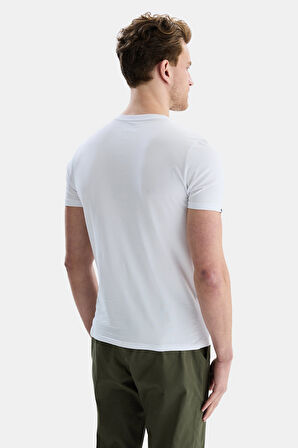 VANNESS Beyaz V Yaka Yaka Tshirt Düz Erkek Tshirt