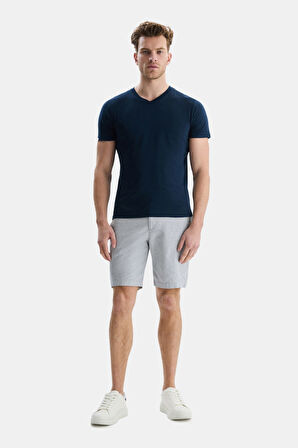 VANNESS Lacivert V Yaka Yaka Tshirt Düz Erkek Tshirt