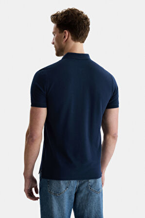 FRANKE Lacivert Polo Yaka Nakışlı Erkek Tshirt