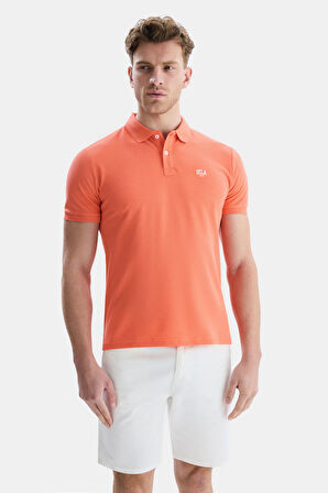 LAKES Pembe Polo Yaka Nakışlı Erkek Tshirt