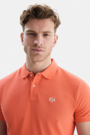 LAKES Pembe Polo Yaka Nakışlı Erkek Tshirt