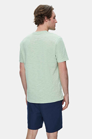 CALEB Duman Yeşili Bisiklet Yaka Cepli Standard Fit Erkek Tshirt
