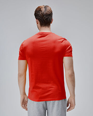 BARNES Kırmızı Bisiklet Yaka BAskılı Standard Fit Erkek Tshirt