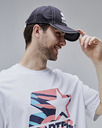 BURNLEY Beyaz Bisiklet Yaka Baskılı Oversize Erkek Tshirt