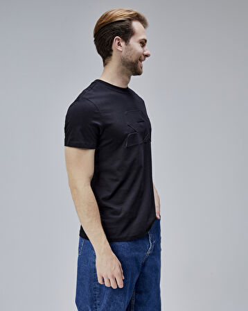 JOPLIN Siyah Bisiklet Yaka Baskılı Standard Fit Erkek Tshirt