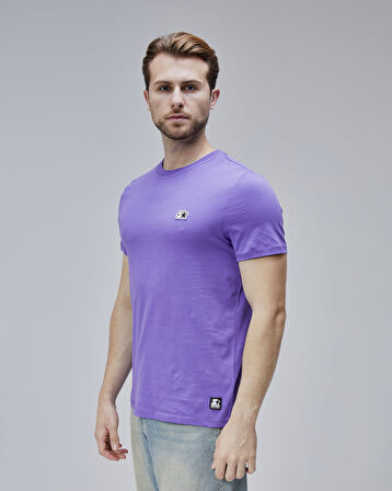 WARREN Mor Bisiklet Yaka Patchli Standard Fit Erkek Tshirt