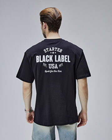 DYMOND Siyah Bisiklet Yaka Baskılı Oversize  Erkek Tshirt
