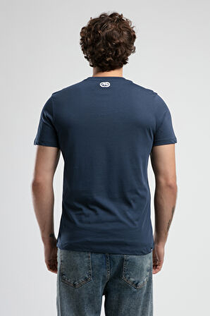 CORINTH Lacivert Bisiklet Yaka Baskılı Standard Fit Erkek Tshirt