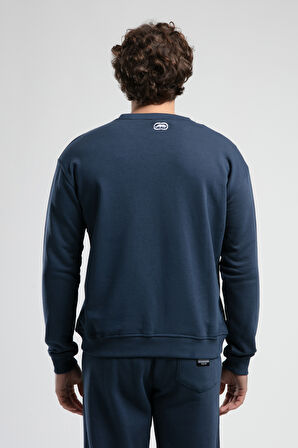 EASTSIDE Lacivert Bisiklet Yaka Nakışlı Loose Fit Erkek Sweatshirt