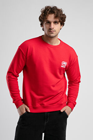 EASTSIDE Kırmızı Bisiklet Yaka Nakışlı Loose Fit Erkek Sweatshirt