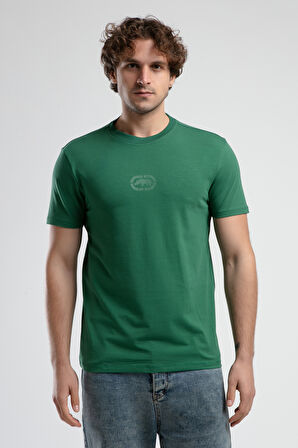 JOHNSON Yeşil Bisiklet Yaka Baskılı Standard Fit Erkek Tshirt