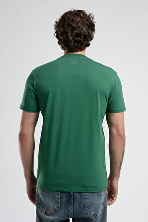 JOHNSON Yeşil Bisiklet Yaka Baskılı Standard Fit Erkek Tshirt