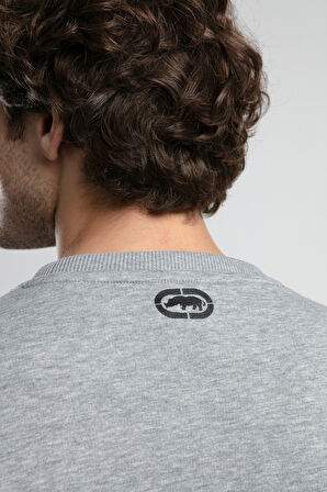LIBERTY Gri Bisiklet Yaka Baskılı Loose Fit Erkek Sweatshirt