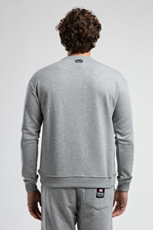 LIBERTY Gri Bisiklet Yaka Baskılı Loose Fit Erkek Sweatshirt