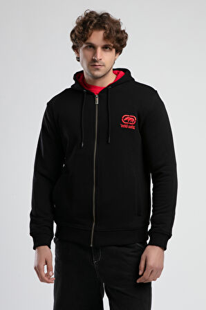 MAIDEN Siyah Kapüşonlu Nakışlı Standard Fit Erkek Sweatshirt