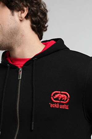 MAIDEN Siyah Kapüşonlu Nakışlı Standard Fit Erkek Sweatshirt