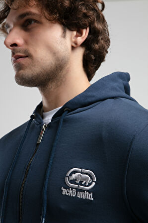 MAIDEN Lacivert Kapüşonlu Nakışlı Standard Fit Erkek Sweatshirt